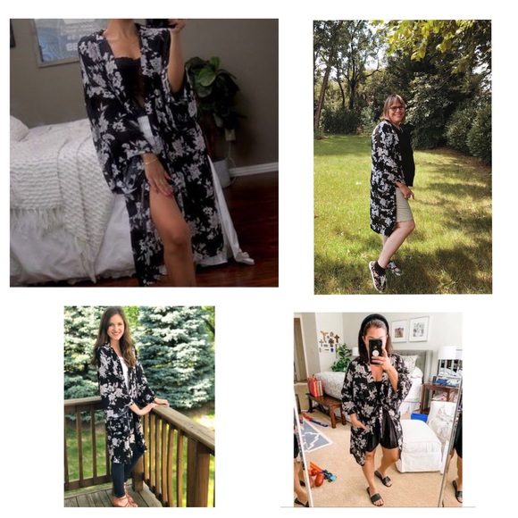 Spiritual Gangster Floral Tied Kimono One Size Fits All - Picture 14 of 16